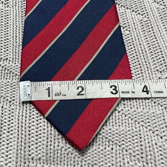 Fendi red and navy striped Italian silk tie - Picture 6 of 6